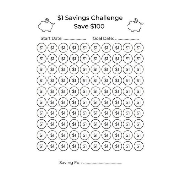 $1 Savings Challenge: Save $1 For 100 Days Savings Challenge