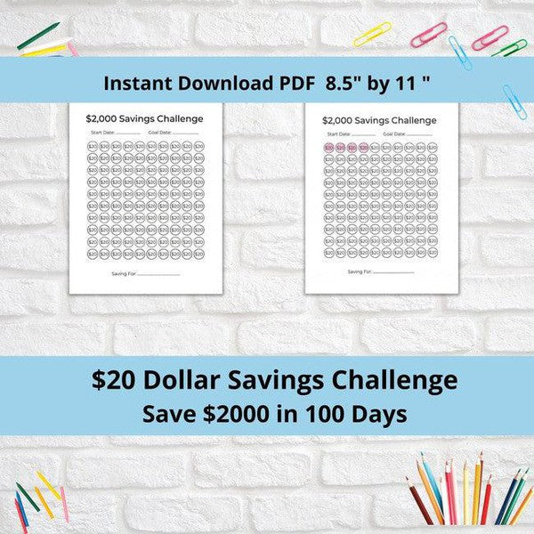 Save 2k in 100 Days Savings Challenge