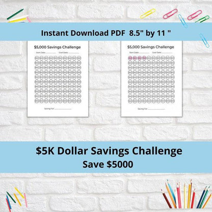 Save 5k in 100 Days Savings Challenge